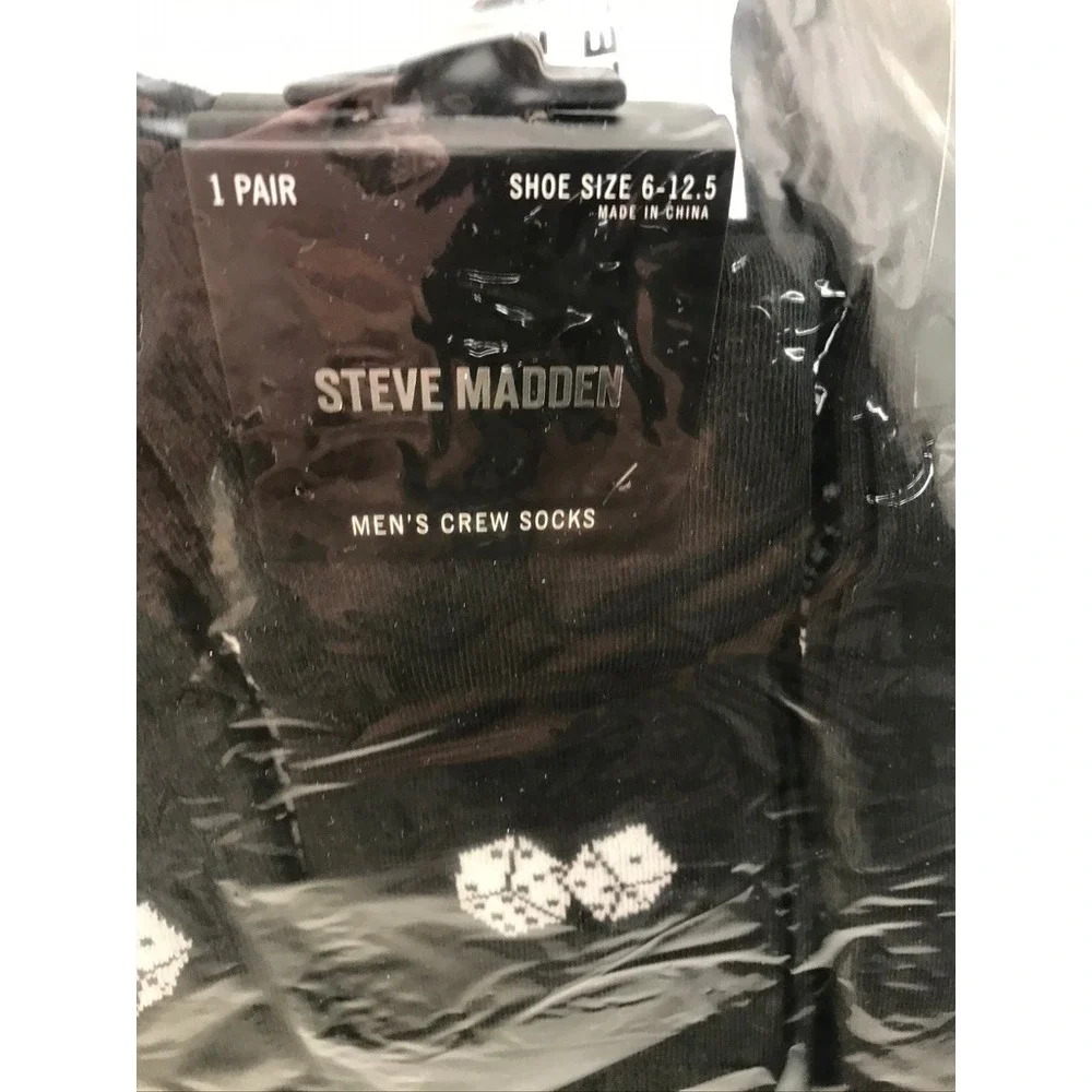 Steve Madden Mens Crew Socks Black Shoe Size 6 12 6 Pair Pack‎ New